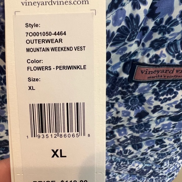 NWT New Vineyard vines, extra large girls vest floral grand millennial - Picture 3 of 4